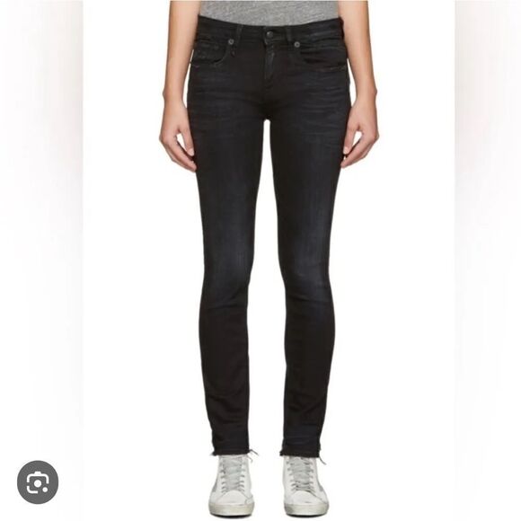 NWT R13 Allison Skinny Stratford Black Distressed Size 25
